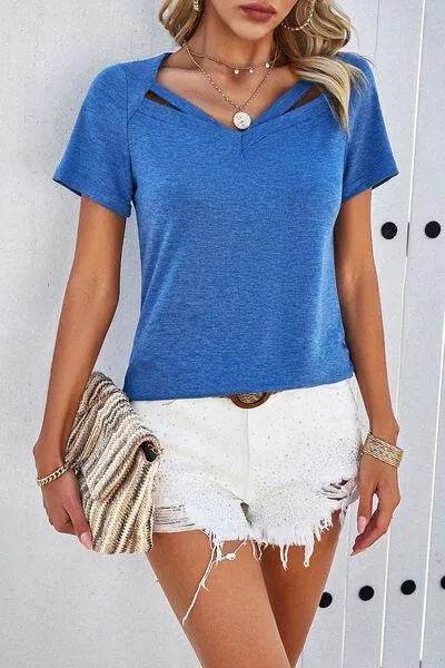 V-Neck Short Sleeve T-Shirt - Bona Fide Fashion
