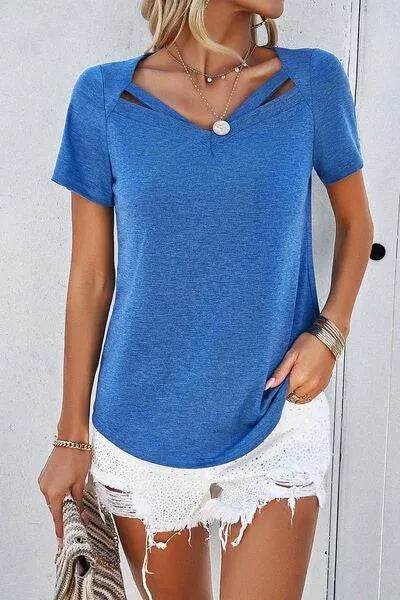 V-Neck Short Sleeve T-Shirt - Bona Fide Fashion