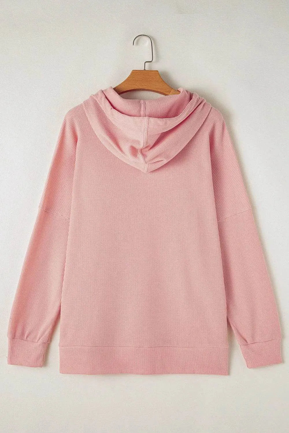 Waffle-Knit Long Sleeve Hoodie - Bona Fide Fashion