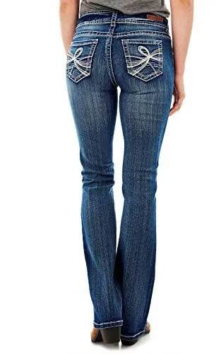 WallFlower Women's Luscious Curvy Bootcut Mid-Rise Insta Stretch Juniors Jeans (Standard and Plus), Jenna, 7 - Bona Fide Fashion