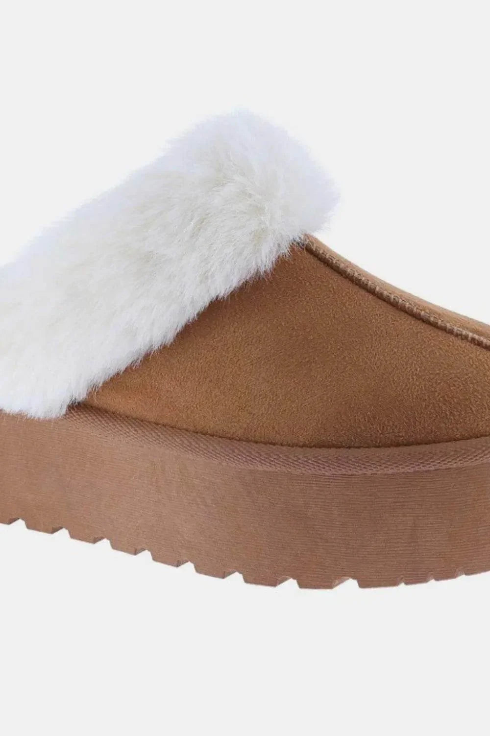 Weeboo Thick Bottom Fur Trim Snow Slippers - Bona Fide Fashion