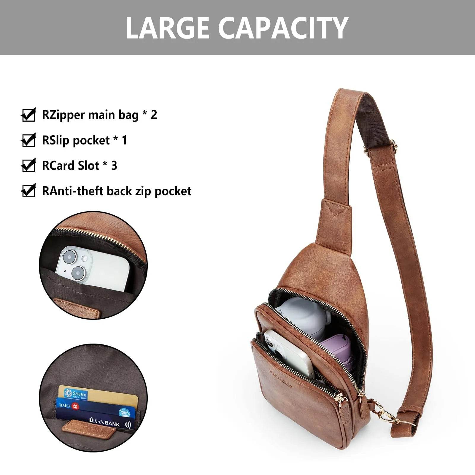 WESTBRONCO Sling Bag Small Crossbody Bags for Women Vegan Leather Fanny Pack Chest Bags for Travel Casual - Bona Fide Fashion