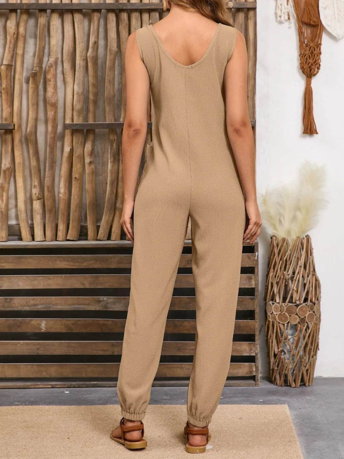Wide Strap Jumpsuit with Pockets - Bona Fide Fashion