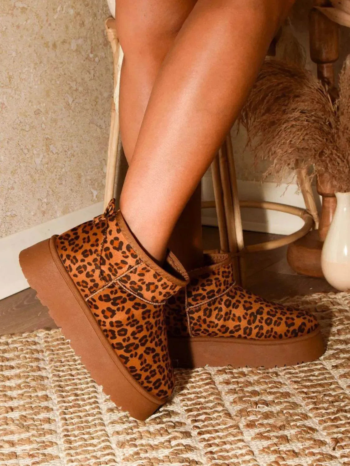 WILD DIVA Thermal Furry Leopard Platform Booties - Bona Fide Fashion