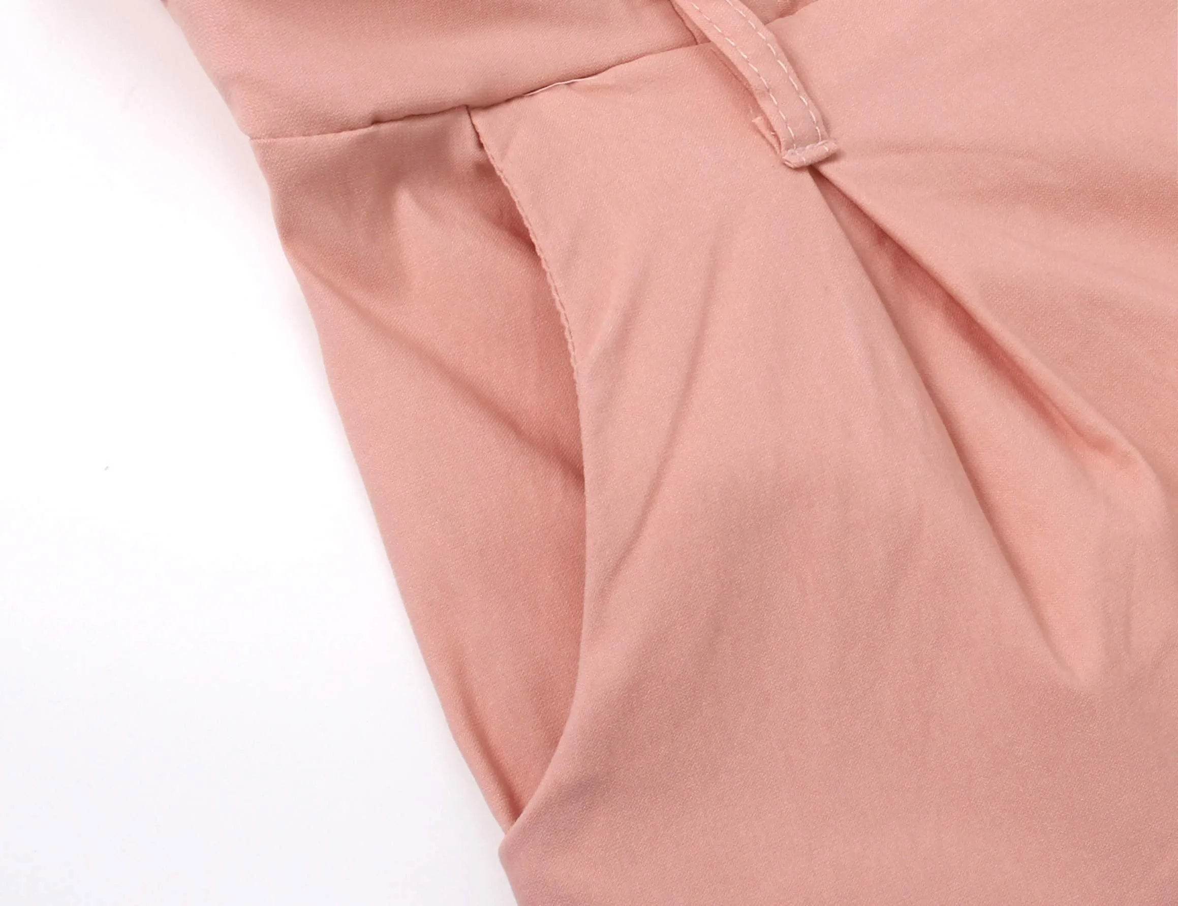 Women Sexy Strap Pink Rompers Summer Bodycon Boat Neck Ruffles Short Pants Cute Jumpsuits with Waistband Zipper Pockets - Bona Fide Fashion