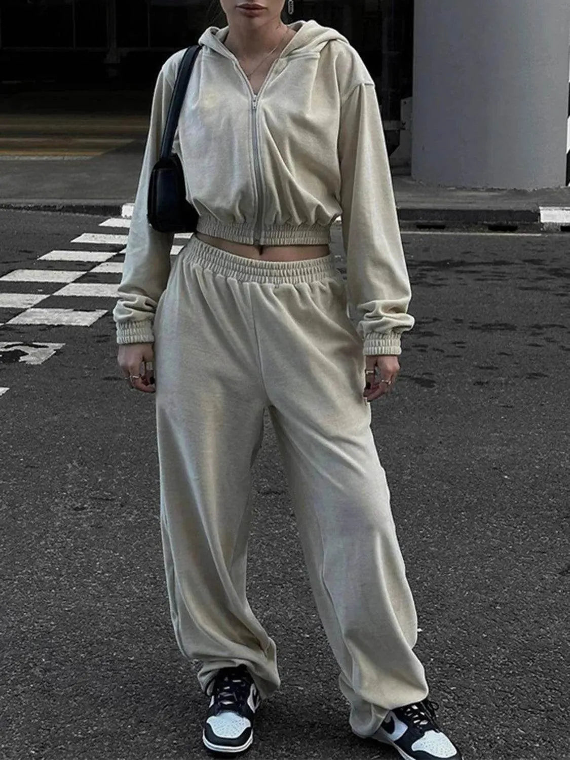 Zip Up Hoodie and Pocketed Pants Set - Bona Fide Fashion