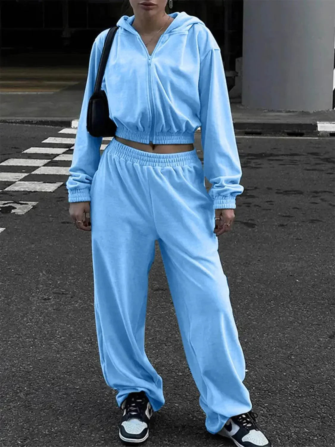 Zip Up Hoodie and Pocketed Pants Set - Bona Fide Fashion