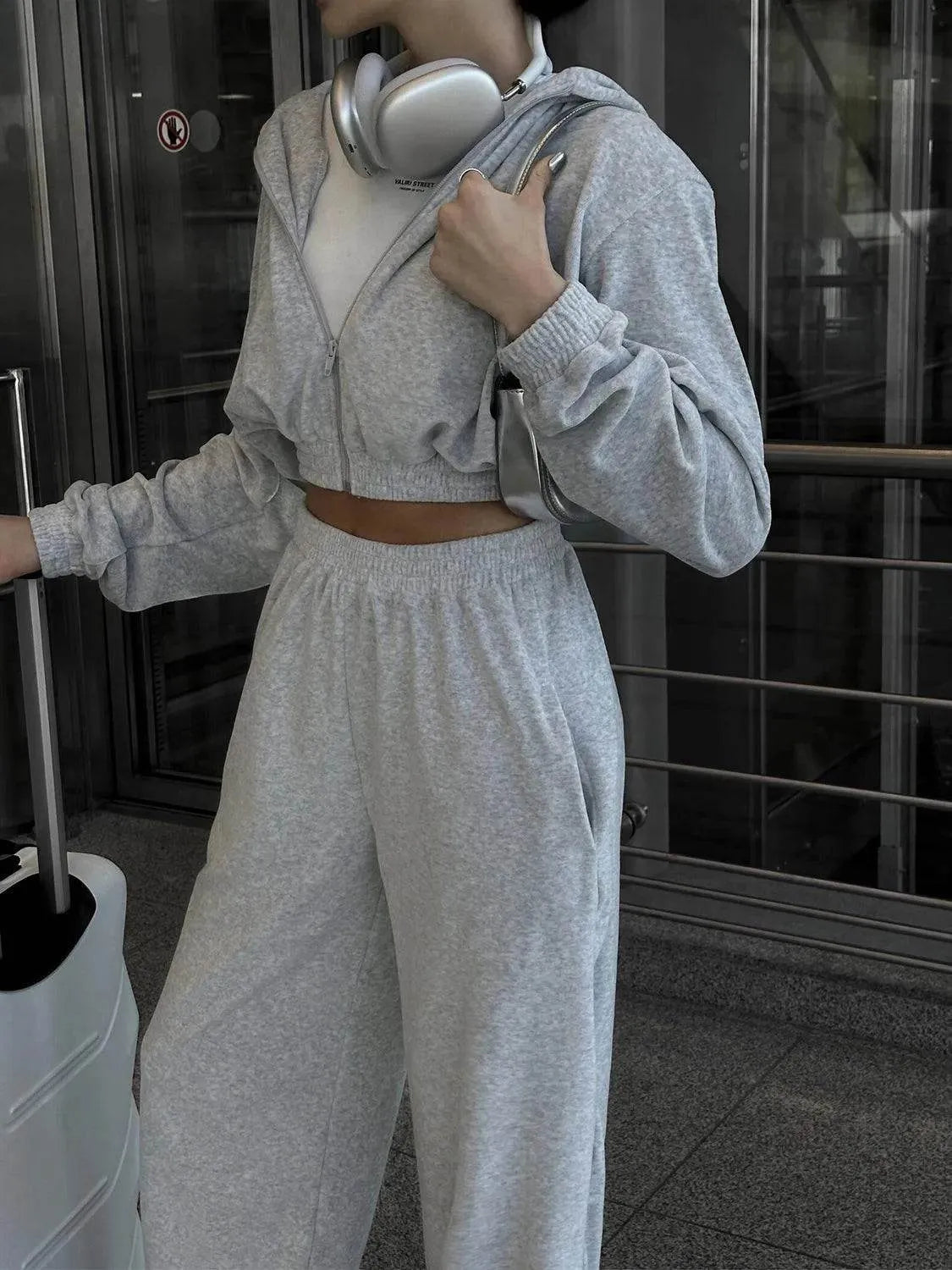 Zip Up Hoodie and Pocketed Pants Set - Bona Fide Fashion