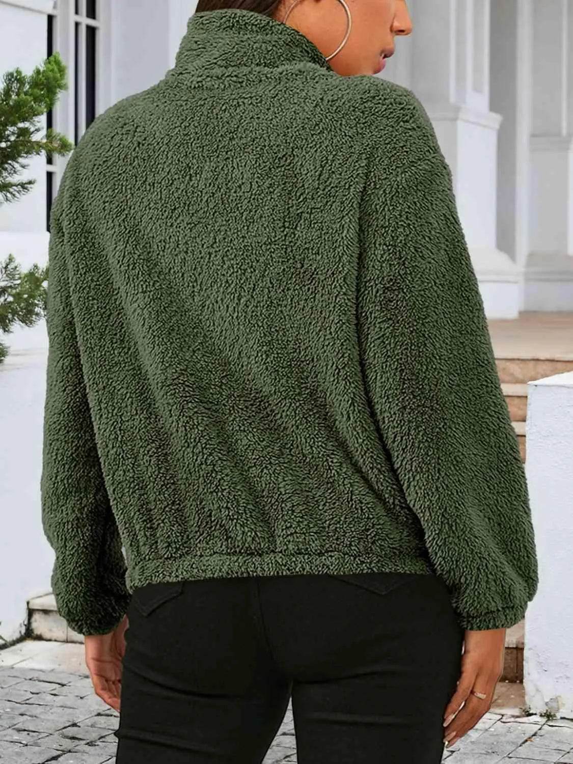 Zip Up Turtleneck Long Sleeve Jacket - Bona Fide Fashion