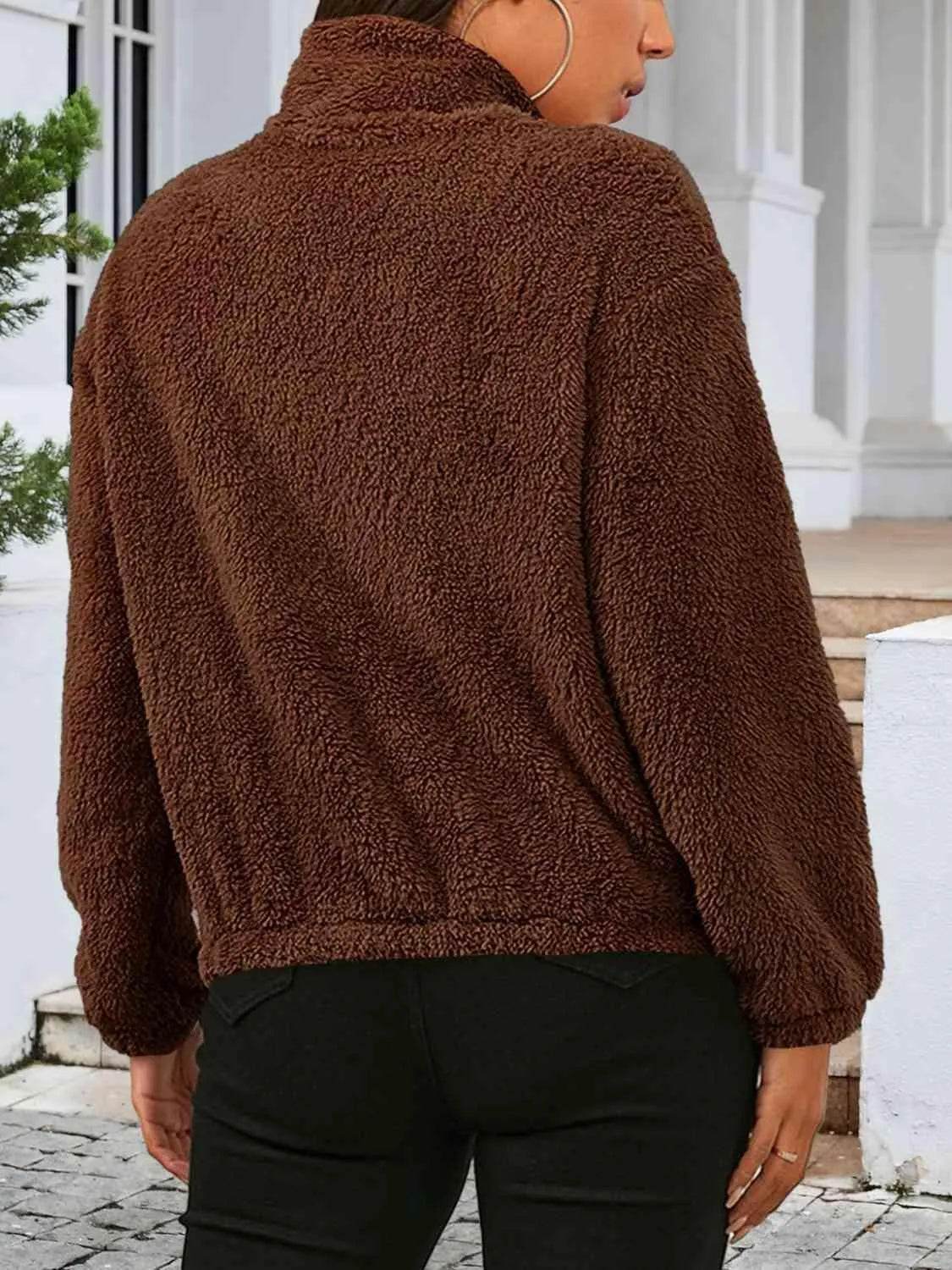 Zip Up Turtleneck Long Sleeve Jacket - Bona Fide Fashion