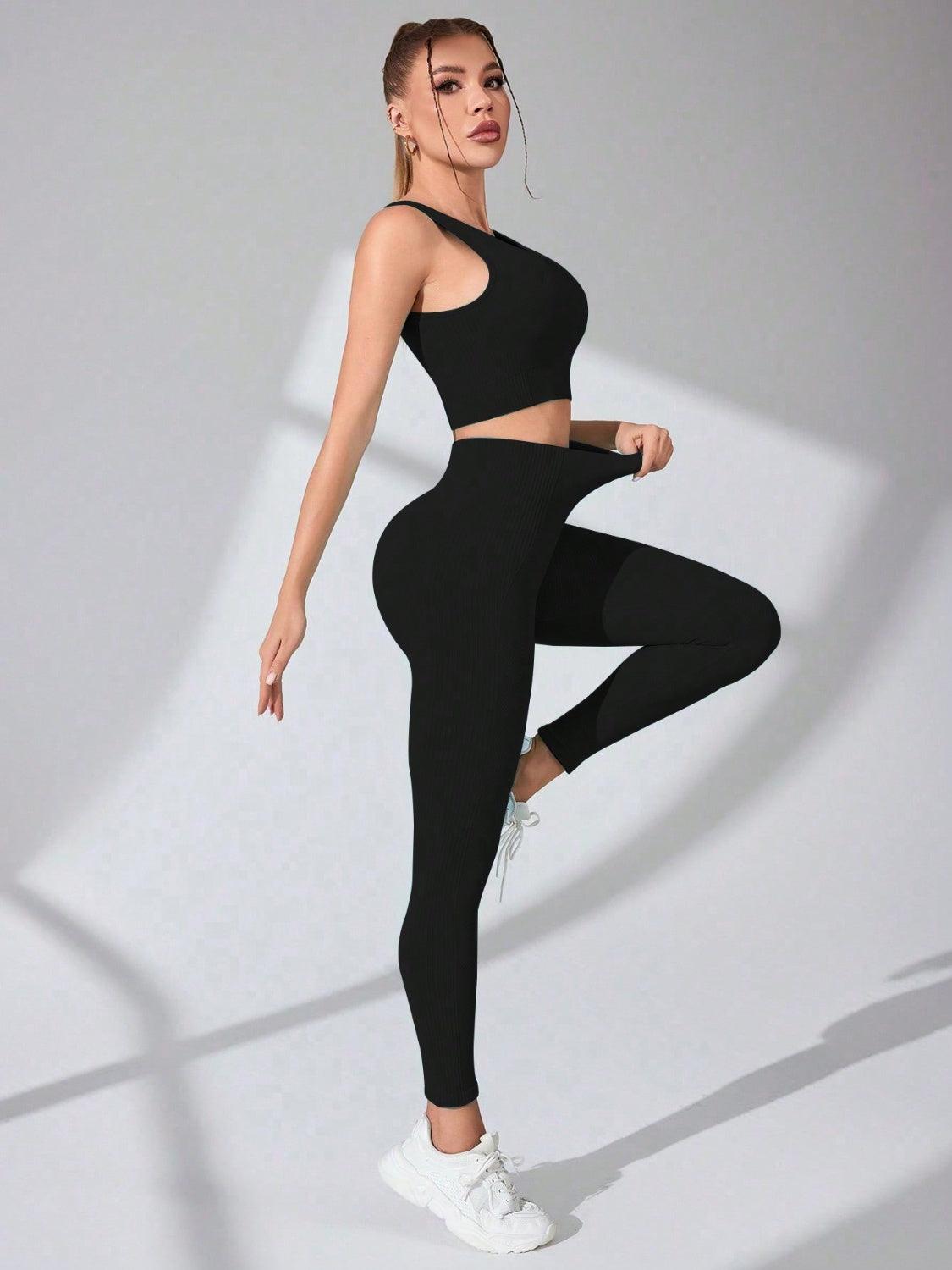 Scoop Neck Wide Strap Top and Pants Active Set - Bona Fide Fashion