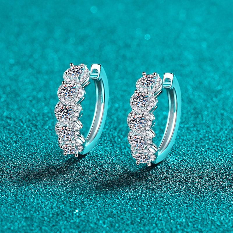 1 Carat Moissanite Zircon 925 Sterling Silver Huggie Earrings - Bona Fide Fashion