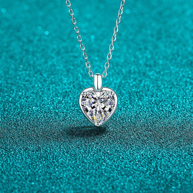 2 Carat Moissanite 925 Sterling Silver Heart Shape Necklace - Bona Fide Fashion