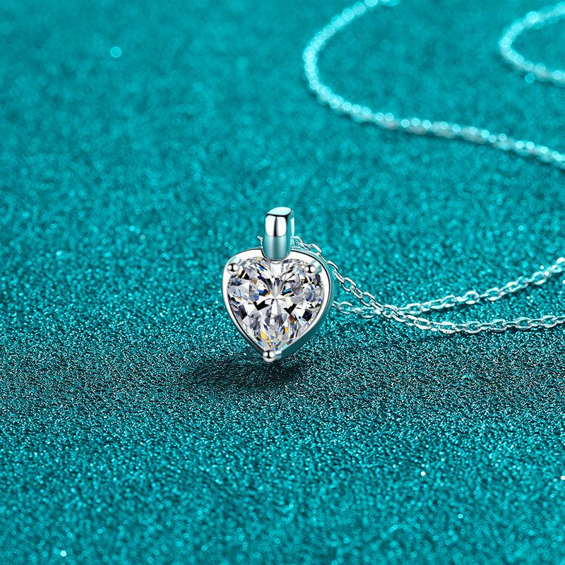 2 Carat Moissanite 925 Sterling Silver Heart Shape Necklace - Bona Fide Fashion