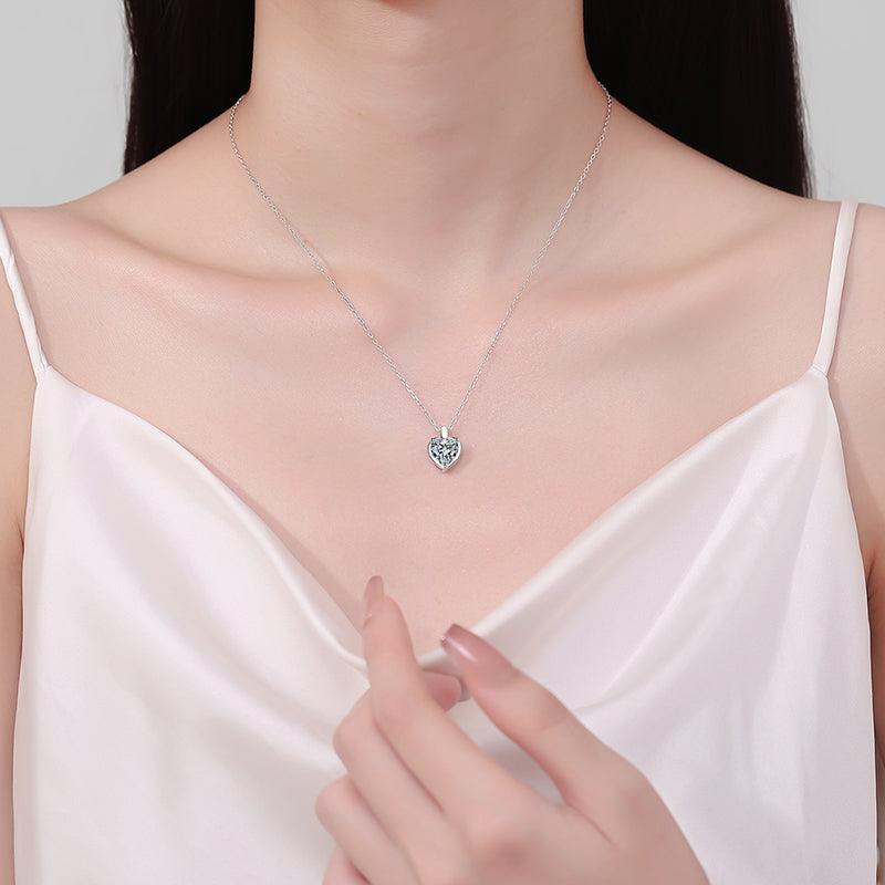 2 Carat Moissanite 925 Sterling Silver Heart Shape Necklace - Bona Fide Fashion