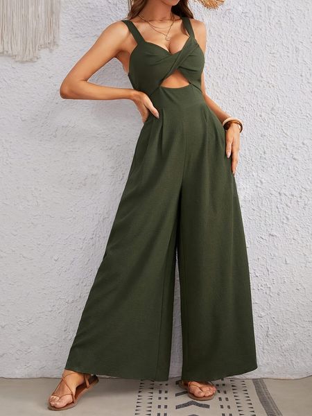 Temperament Suspender Wide-Leg Jumpsuits HEHW3TDY6U