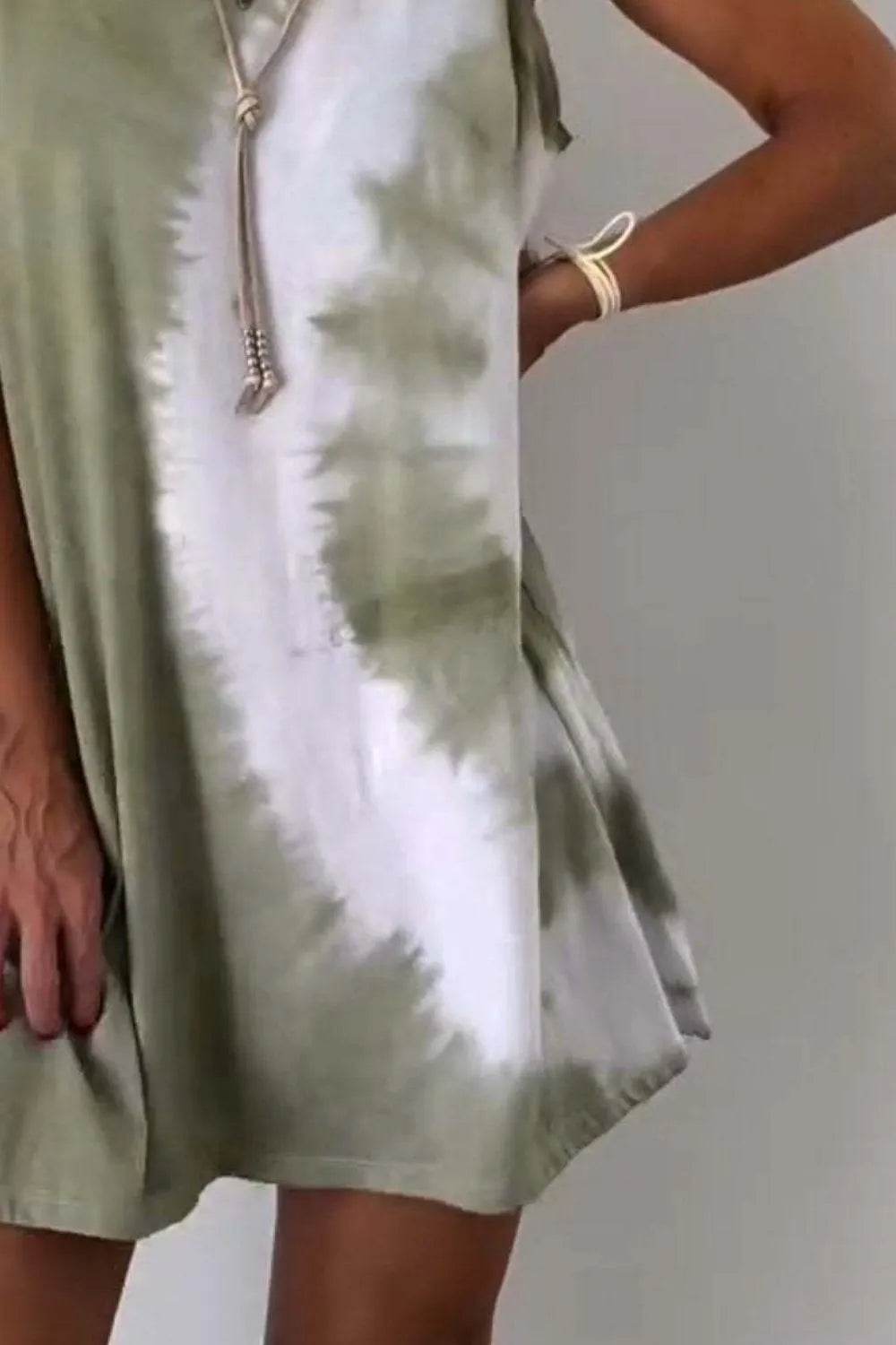 Full Size Tie-Dye Sleeveless Mini Tank Dress Plus Size - Bona Fide Fashion