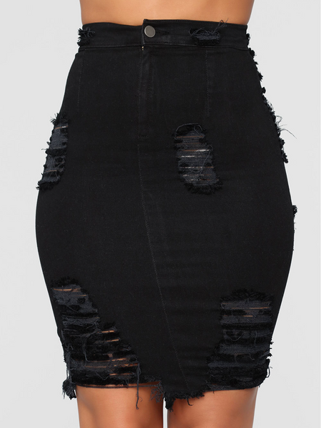 Ripped Denim Skirt H9MZ8QTDKN