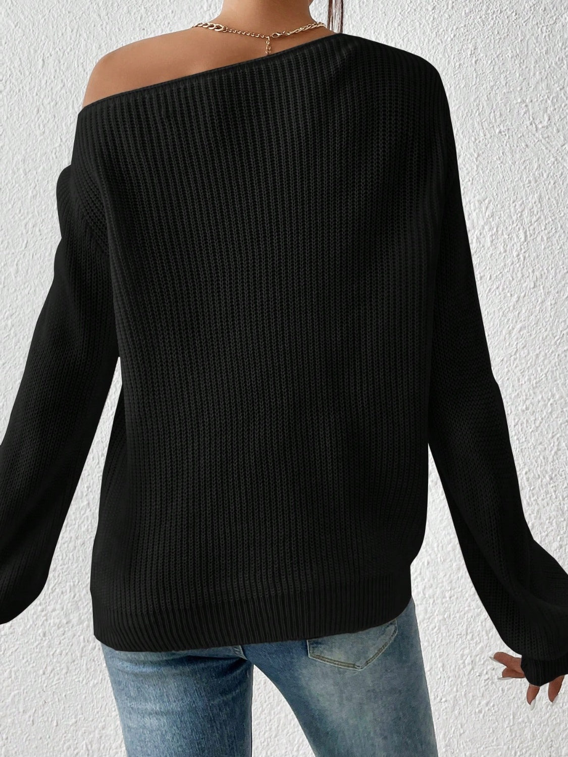 Honey Single Shoulder Long Sleeve Sweater