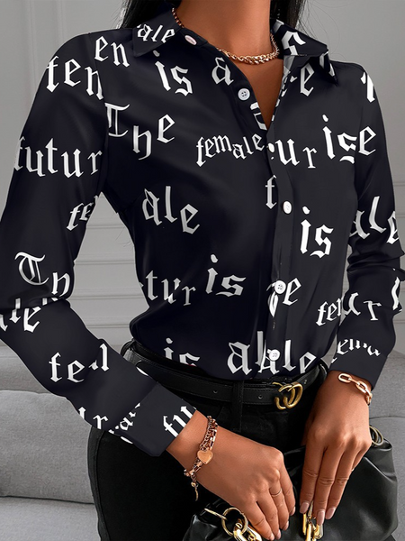 Long Sleeve Geometric Print Shirt HFLLXTEEDM