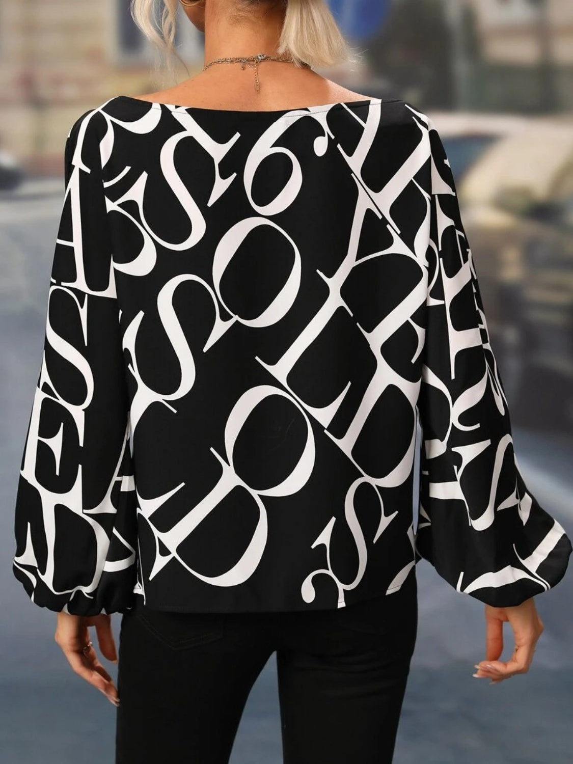 Printed Boat Neck Blouse