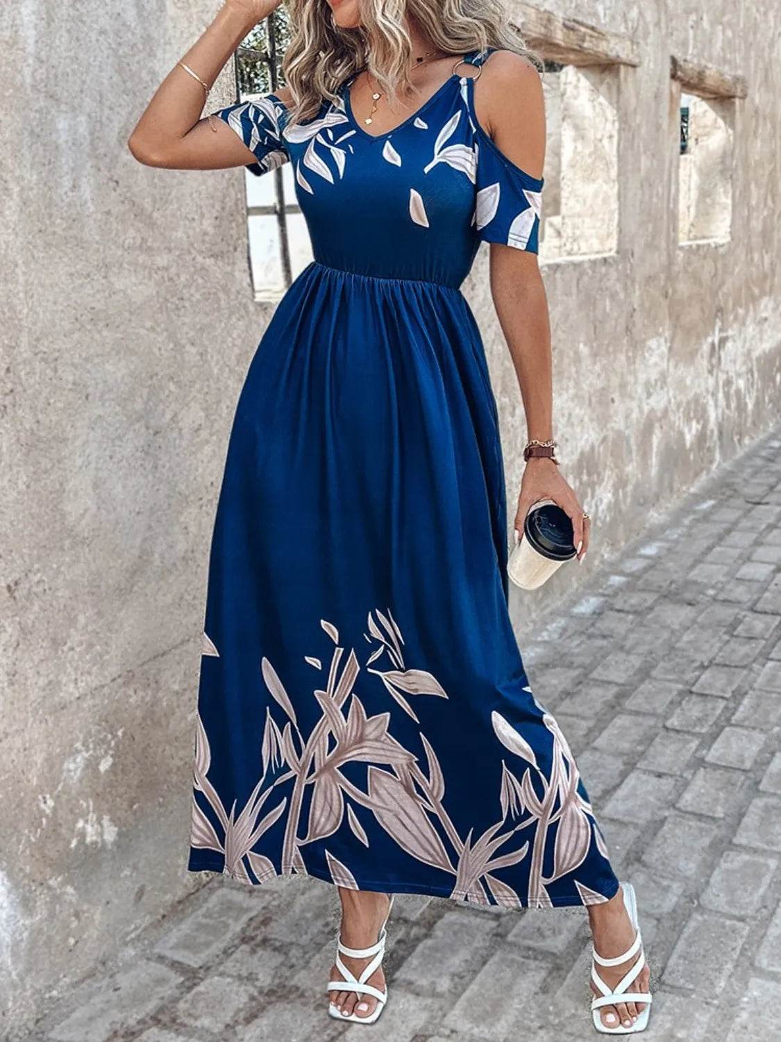 Printed Cold Shoulder Dress - Bona Fide Fashion