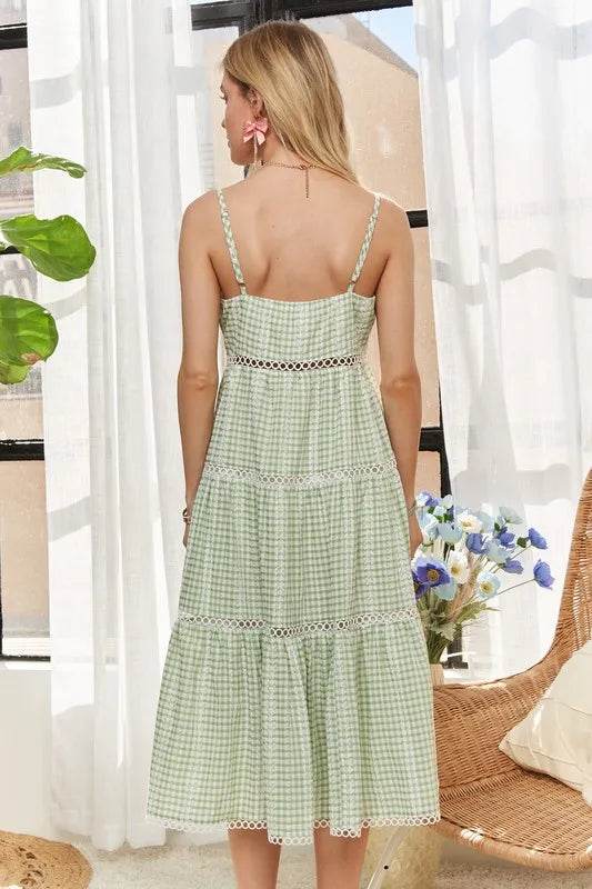Adora Gingham Detail Washed Dress – Vintage-Inspired Comfort & Style - Bona Fide Fashion