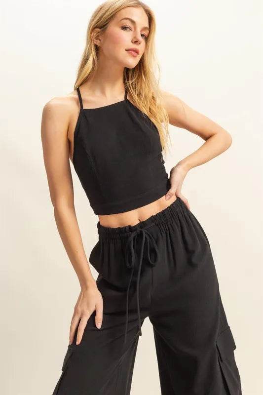 HYFVE Crop Top and Cargo Pants Set - Bona Fide Fashion