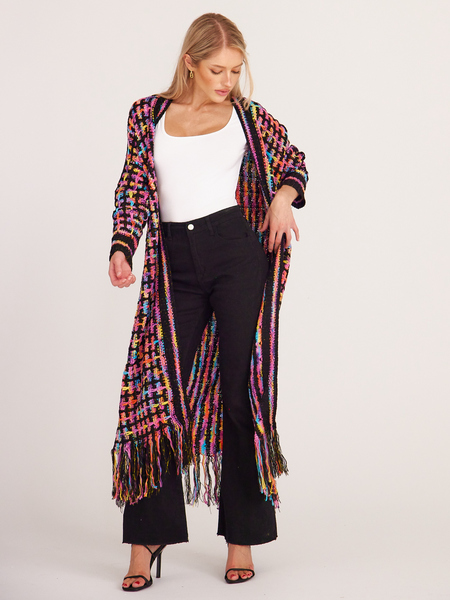 Knitted Fringed Long Cardigan Duster HFLHHS5DCL