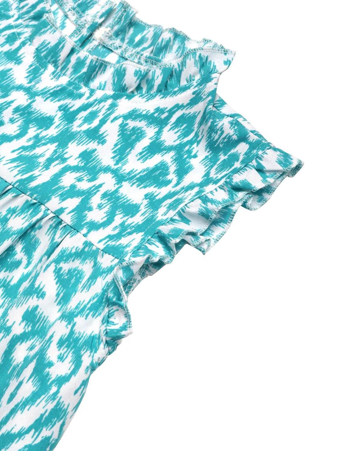 Perfee Printed Frill Sleeveless Mini Dress - Bona Fide Fashion