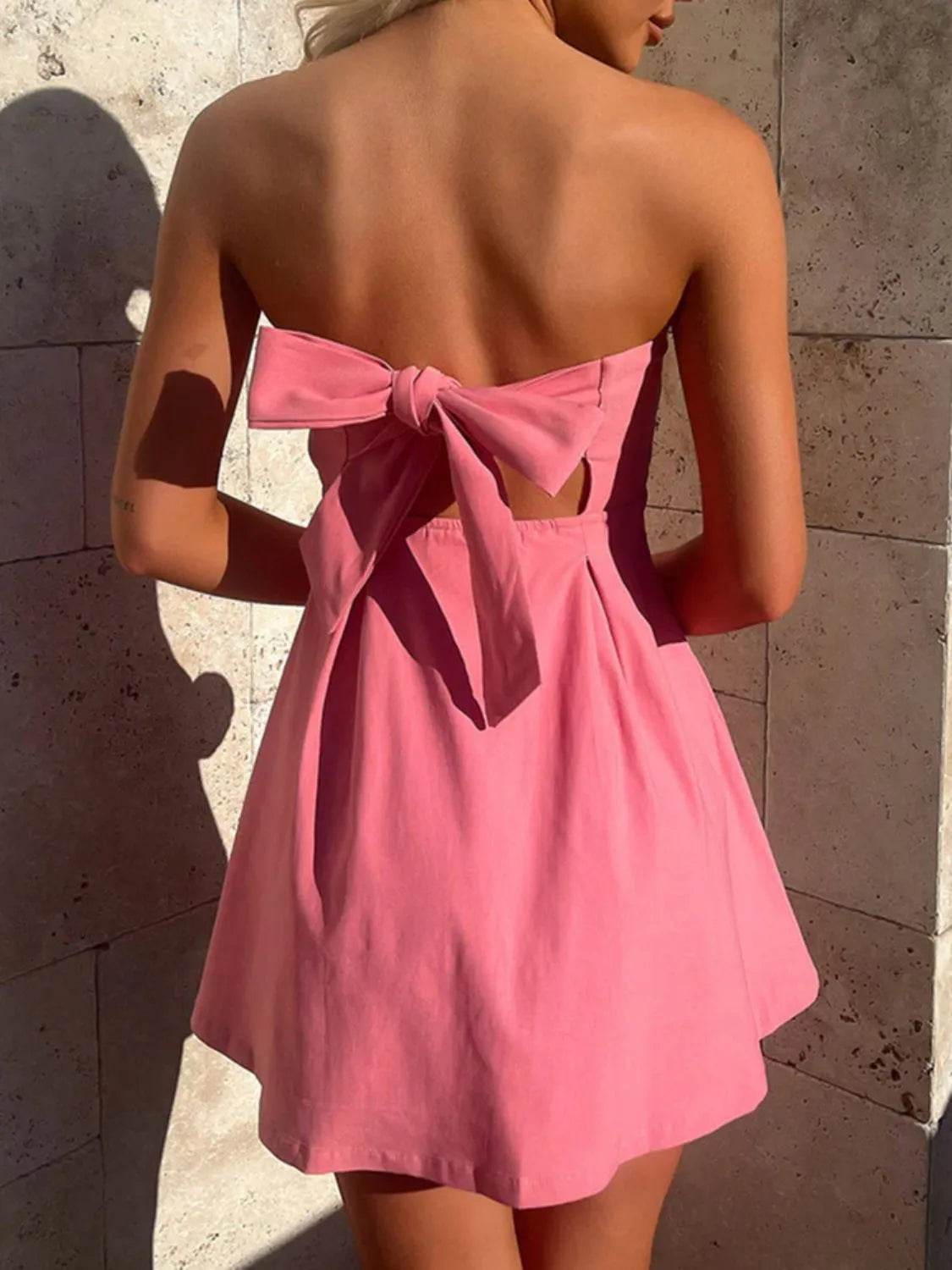 Devine Bow Back Tube Mini Dress - Bona Fide Fashion