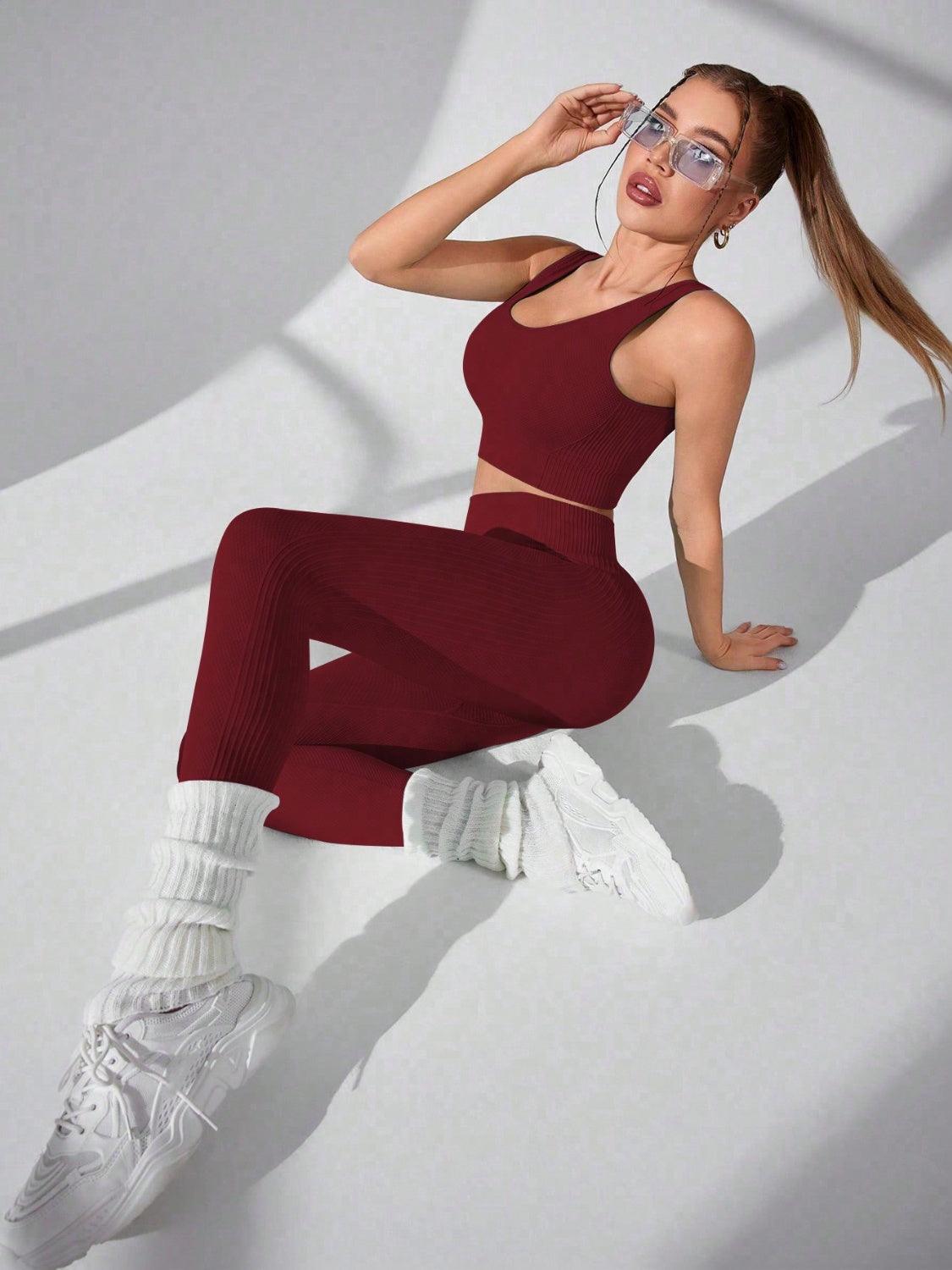 Scoop Neck Wide Strap Top and Pants Active Set - Bona Fide Fashion