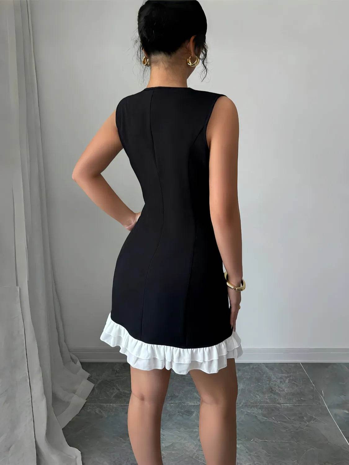 Flower Round Neck Sleeveless Dress - Bona Fide Fashion