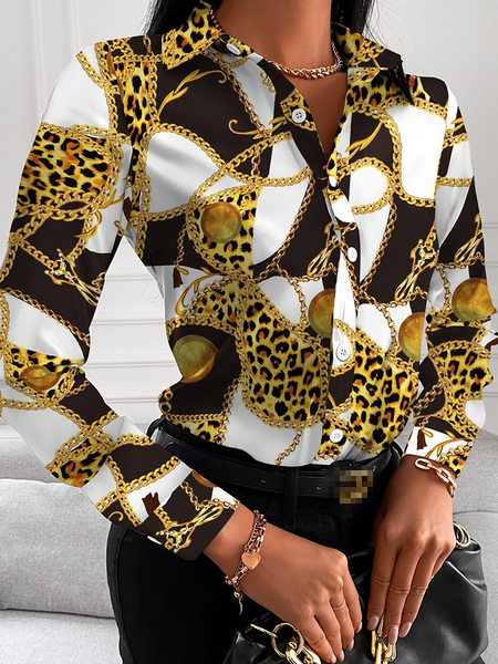 Long Sleeve Geometric Print Shirt HFLLXTEEDM