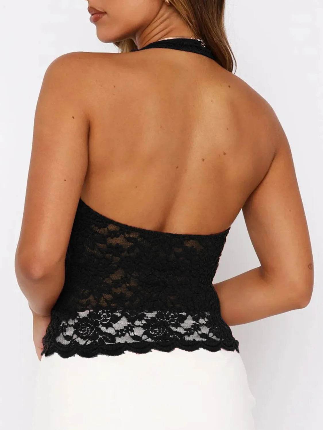 Lace Backless Halter Neck Cami - Bona Fide Fashion