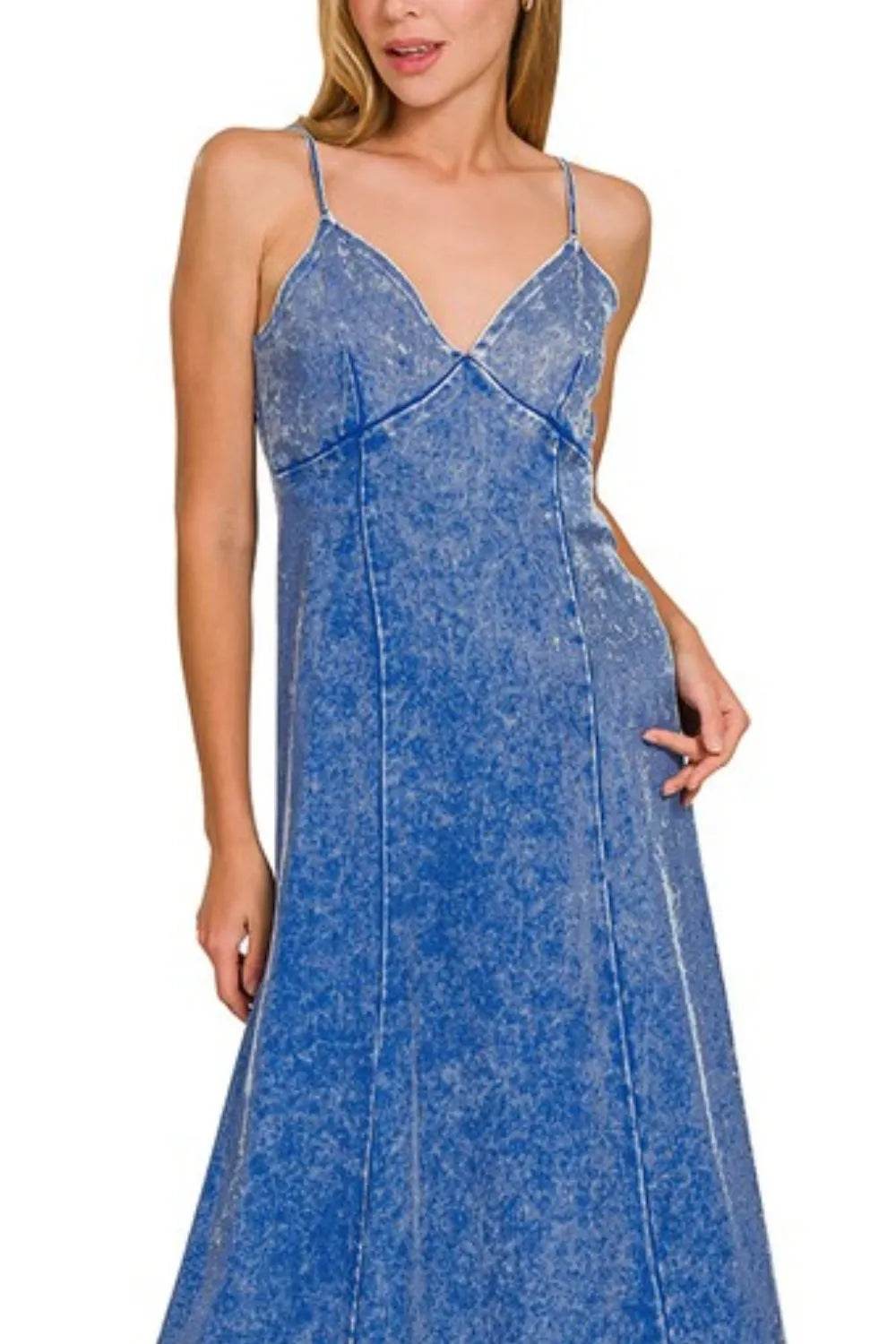 Zenana Tencel Mineral Washed Maxi Dress - Bona Fide Fashion