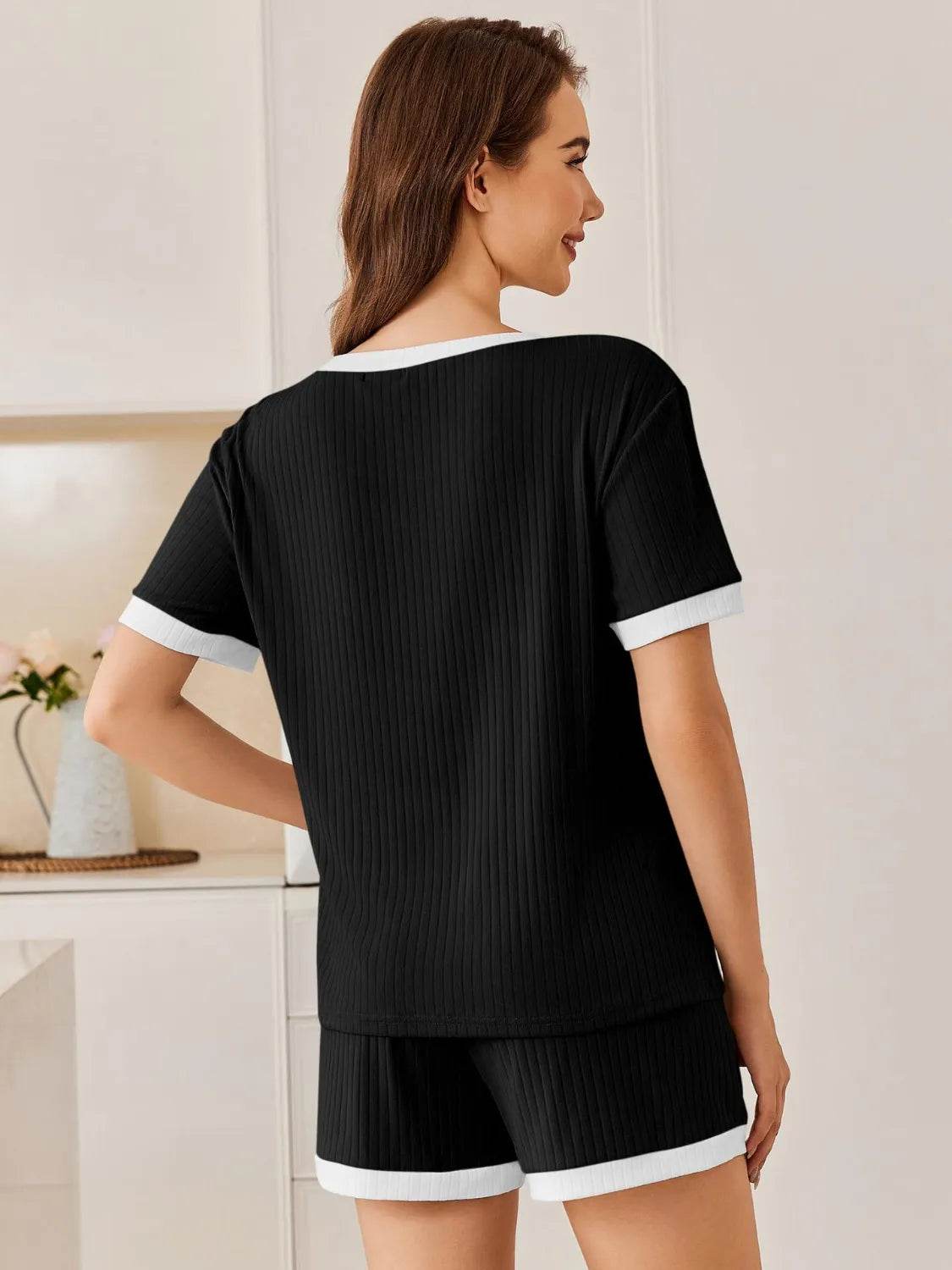 Ribbed Short Sleeve Top and Shorts Set - Bona Fide Fashion
