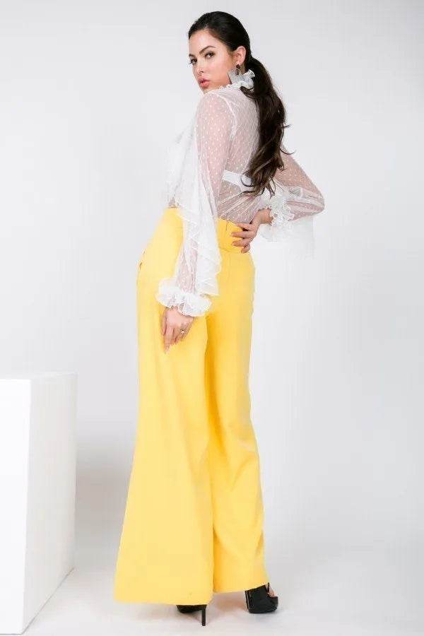 Side Slit Detail Wide Leg Pants - Bona Fide Fashion