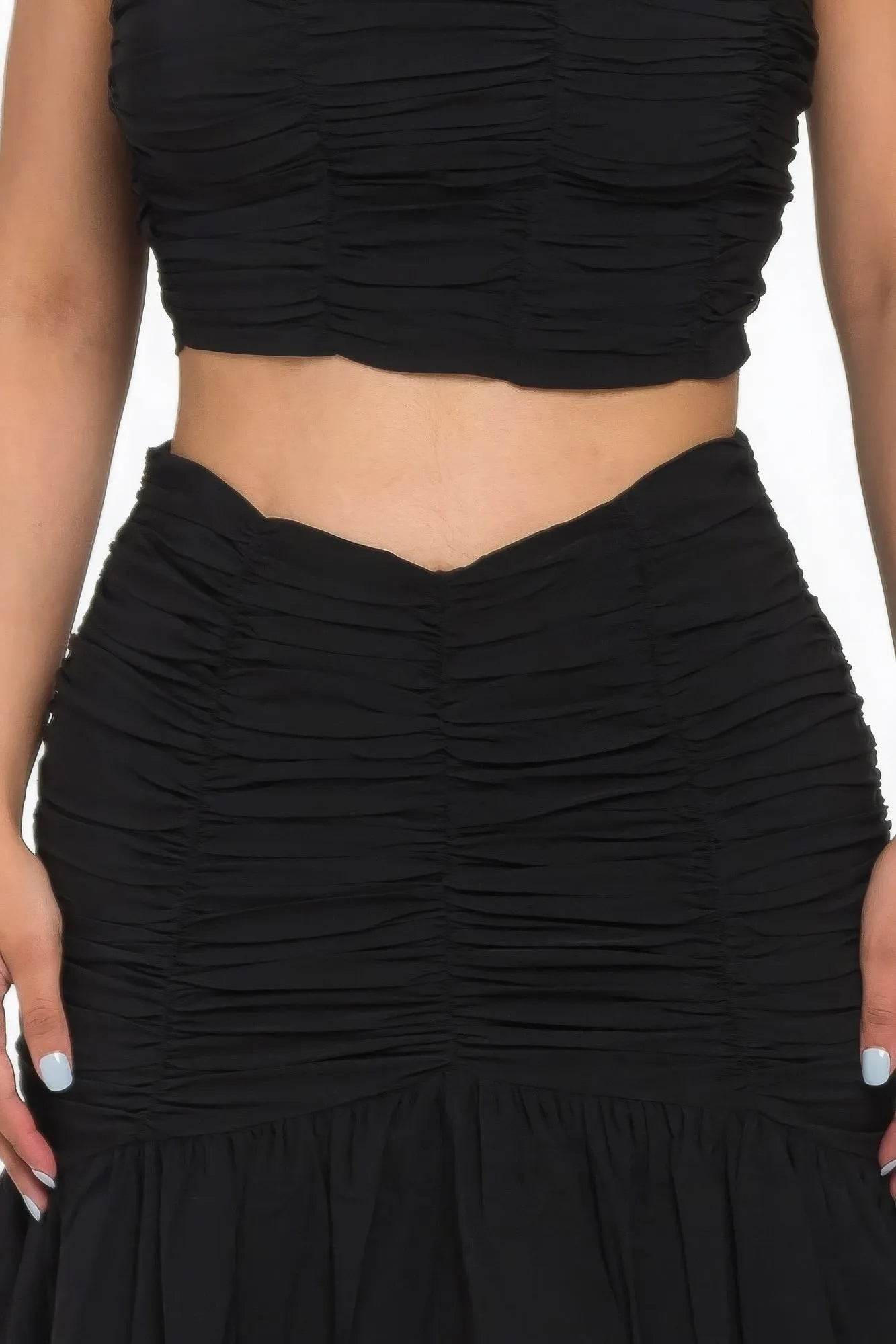 Ruffle Ruched Mini Skirt Set - Bona Fide Fashion