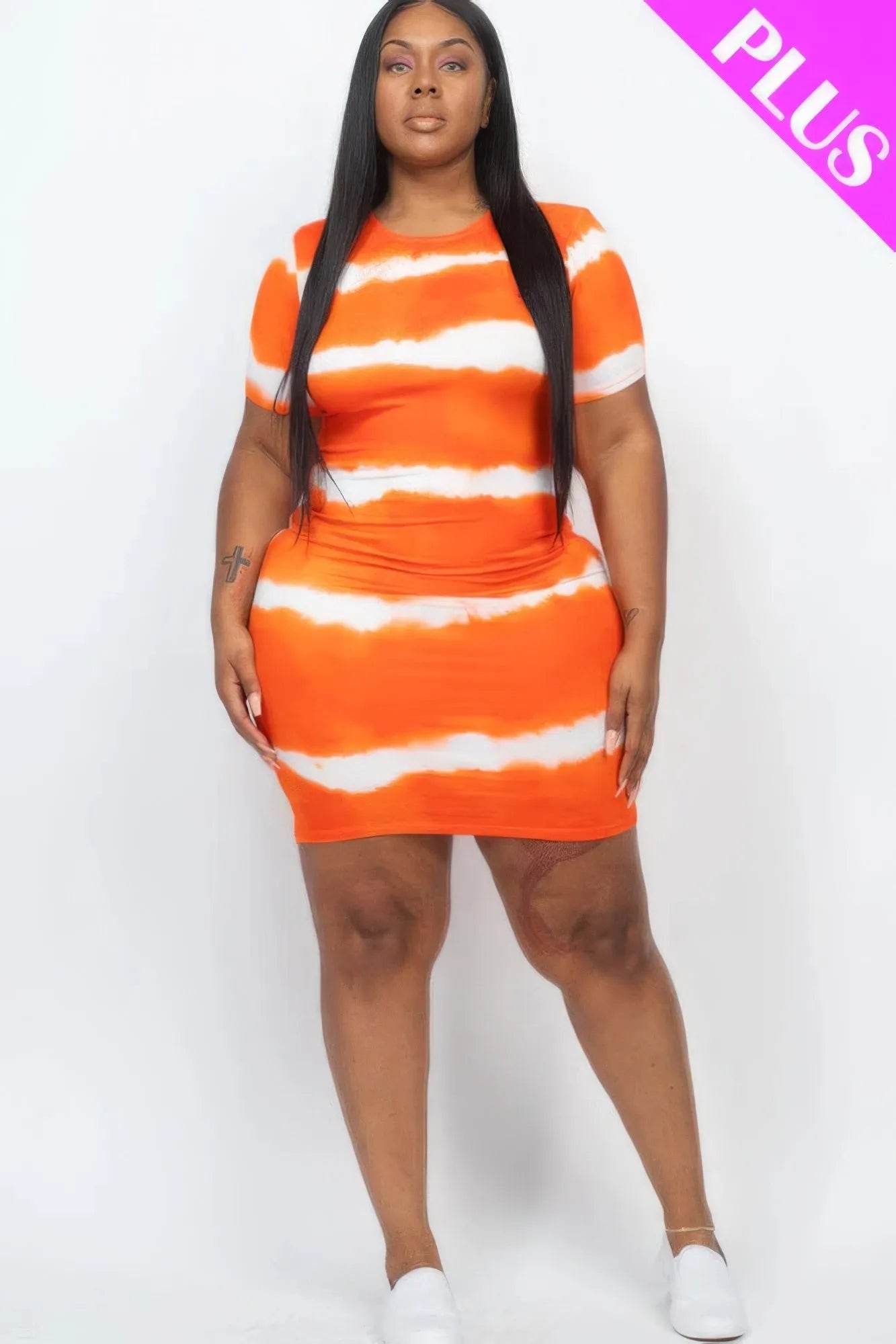 Plus Size Tie-dye Print Bodycon Dress - Bona Fide Fashion