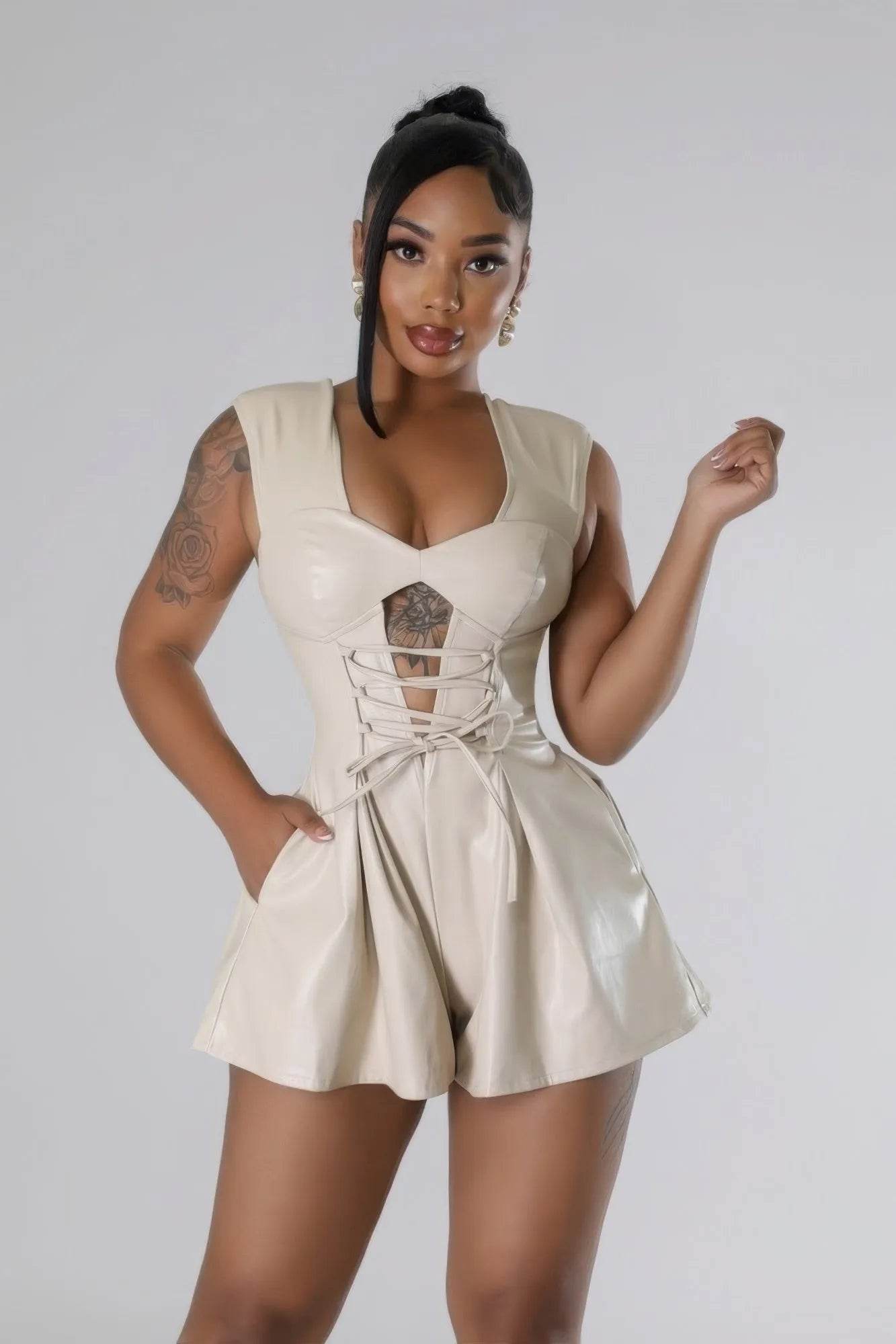 Semi-stretch Romper - Bona Fide Fashion