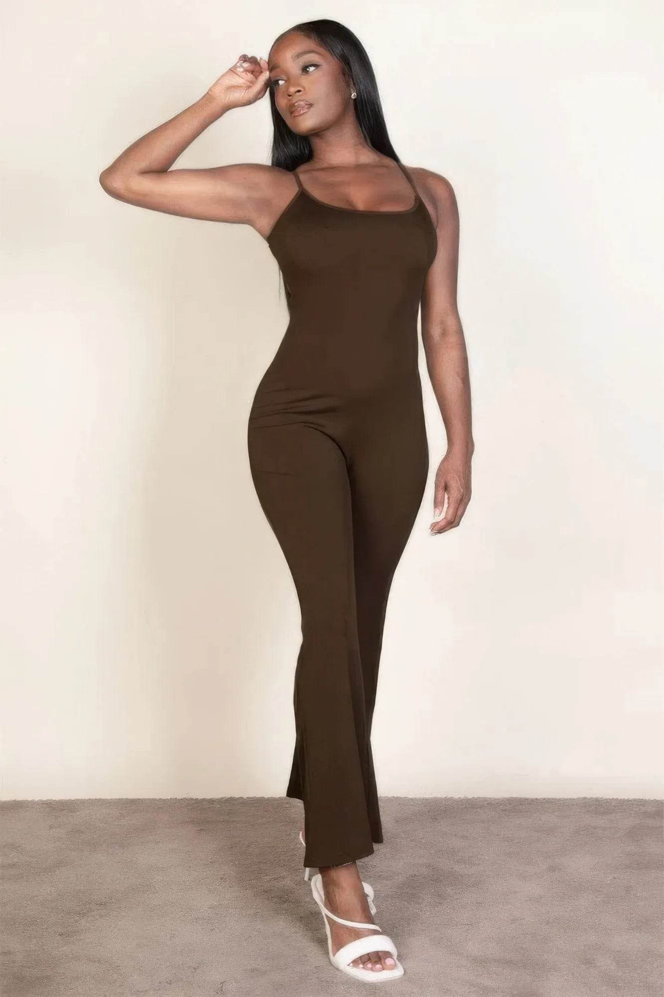 Ribbed sleeveless wide leg jumpsuit - Bona Fide Fashion
