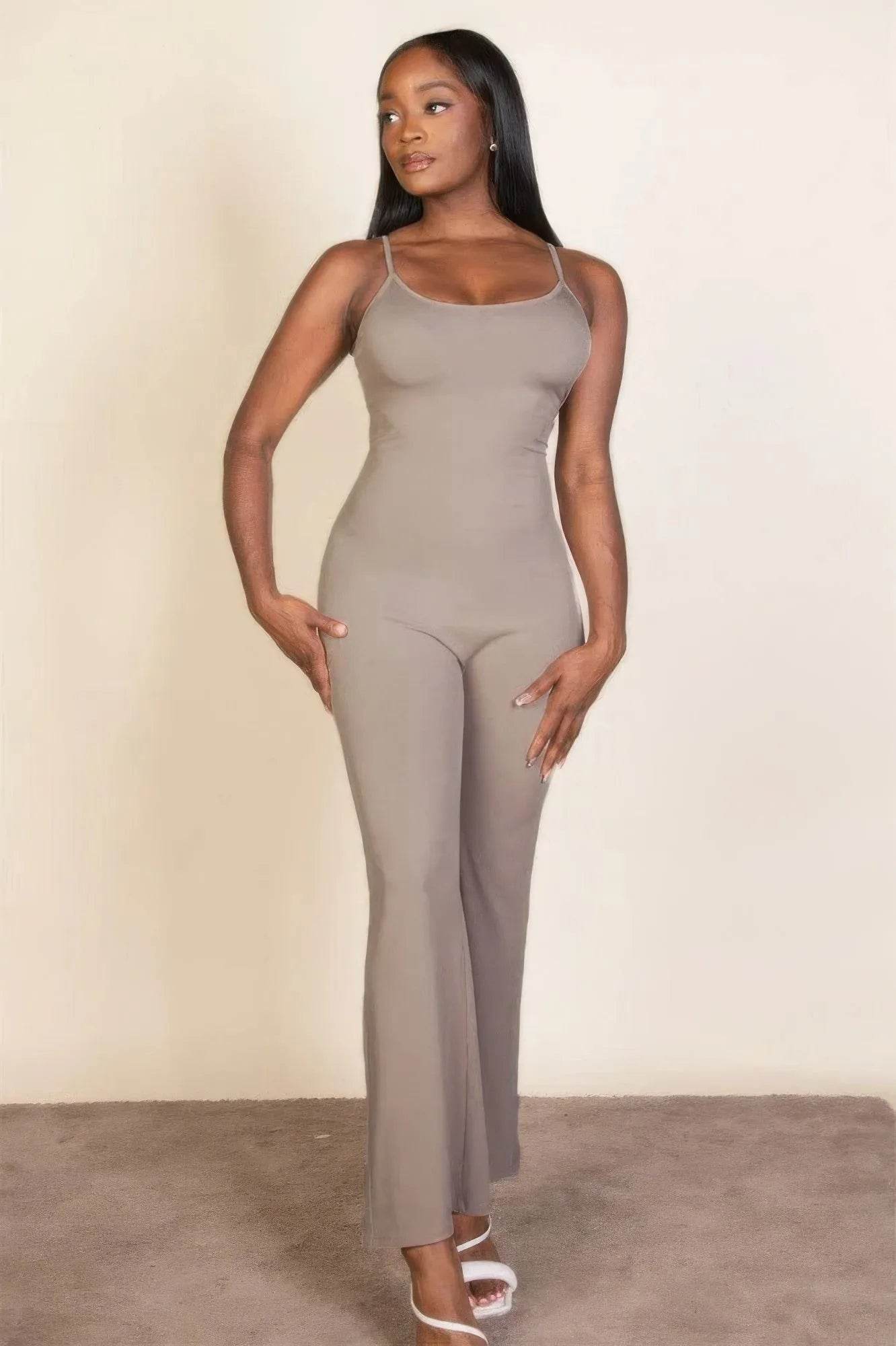 Ribbed sleeveless wide leg jumpsuit - Bona Fide Fashion