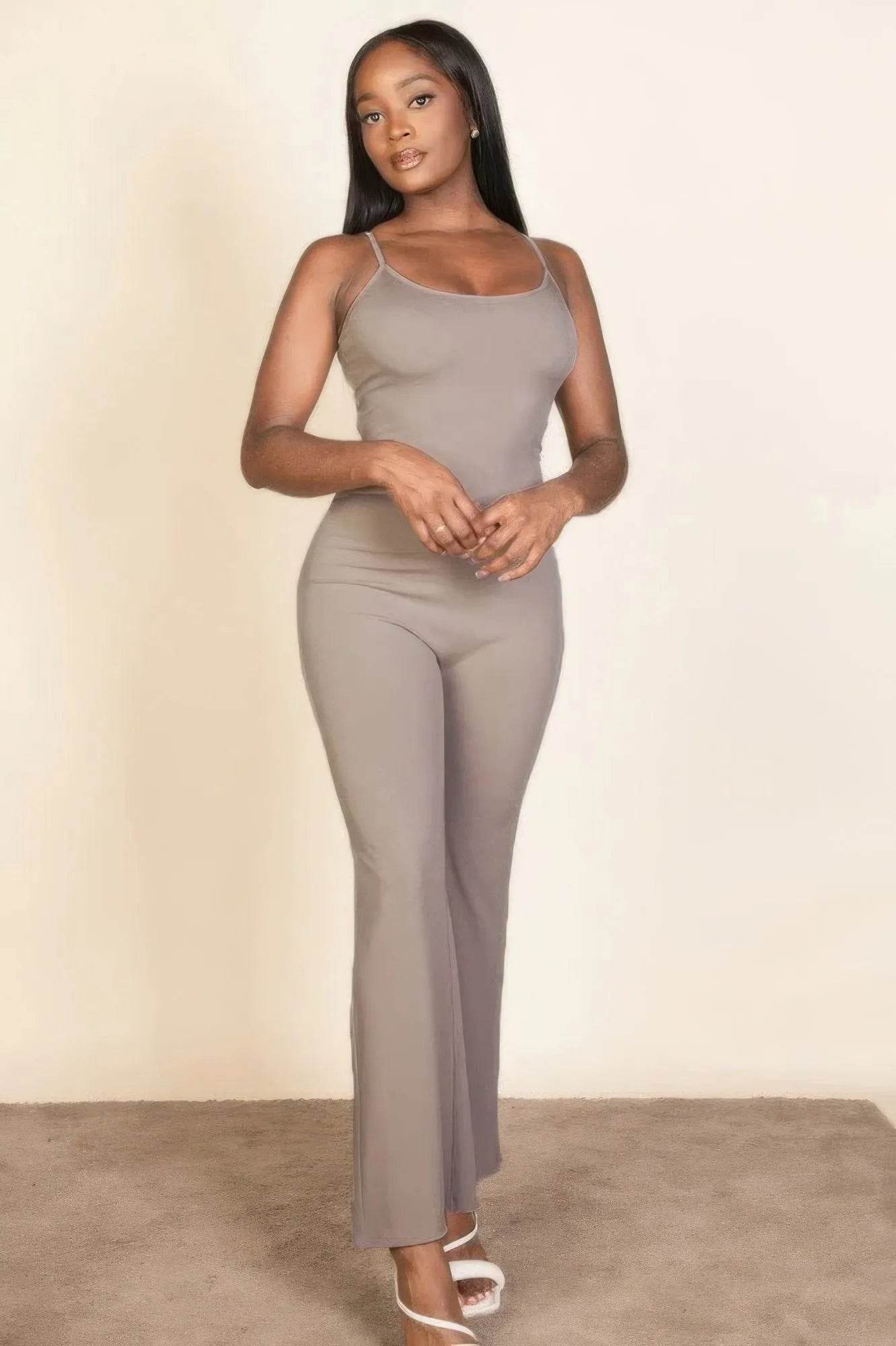 Ribbed sleeveless wide leg jumpsuit - Bona Fide Fashion