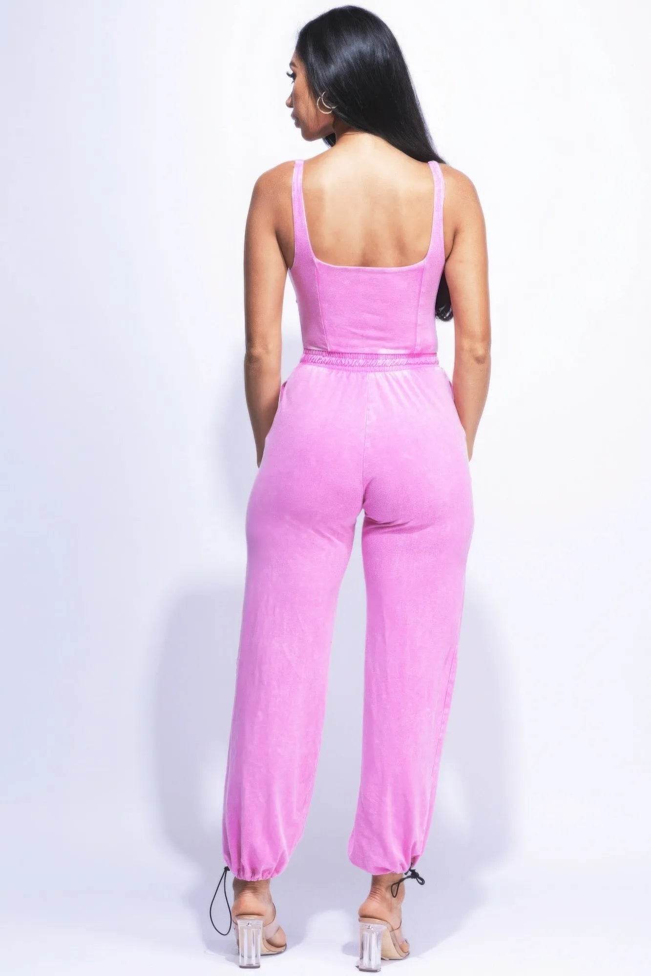 Washed Jumpsuit With Adjustable Ankle - Bona Fide Fashion