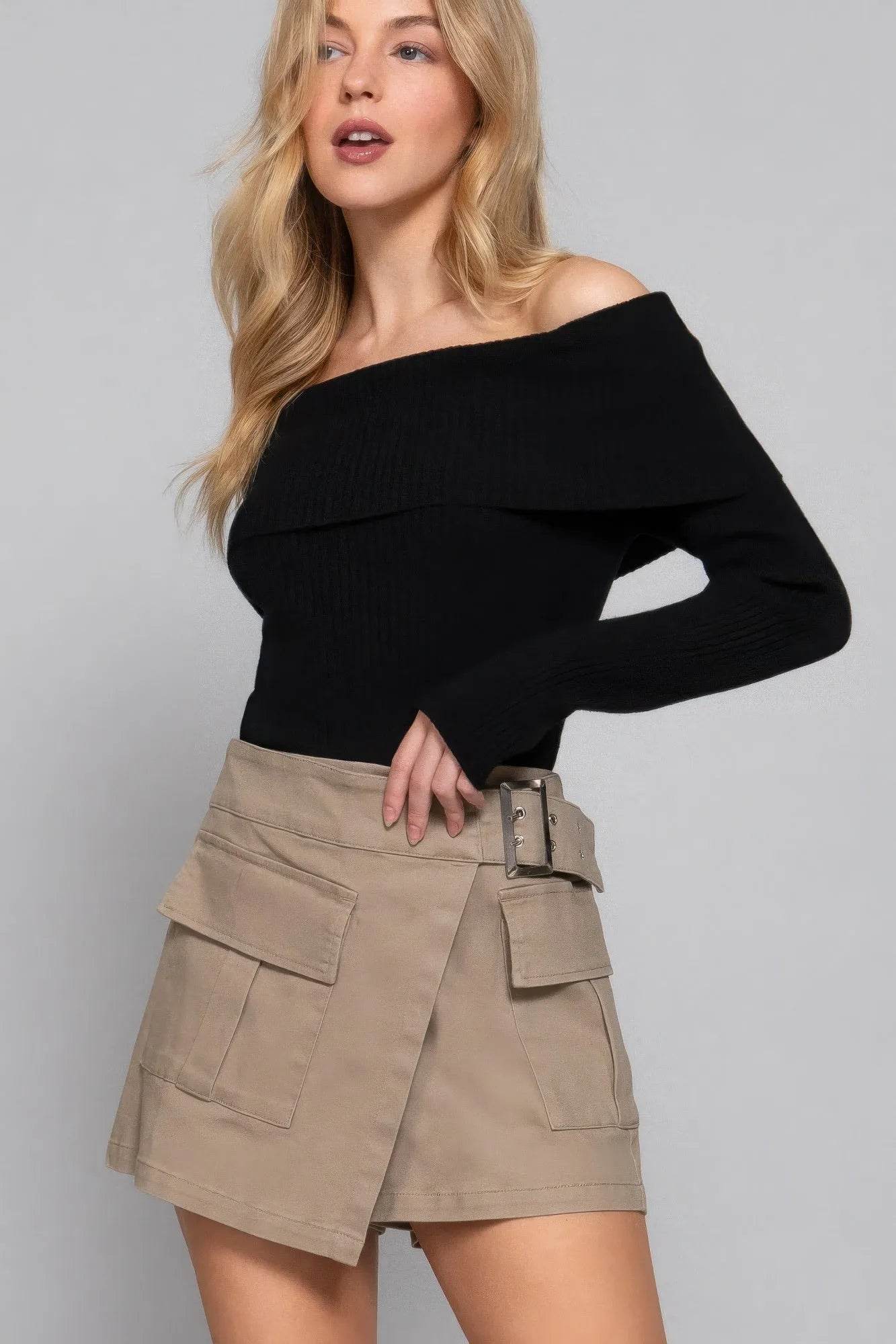 Waist Belted Cargo Skort - Bona Fide Fashion