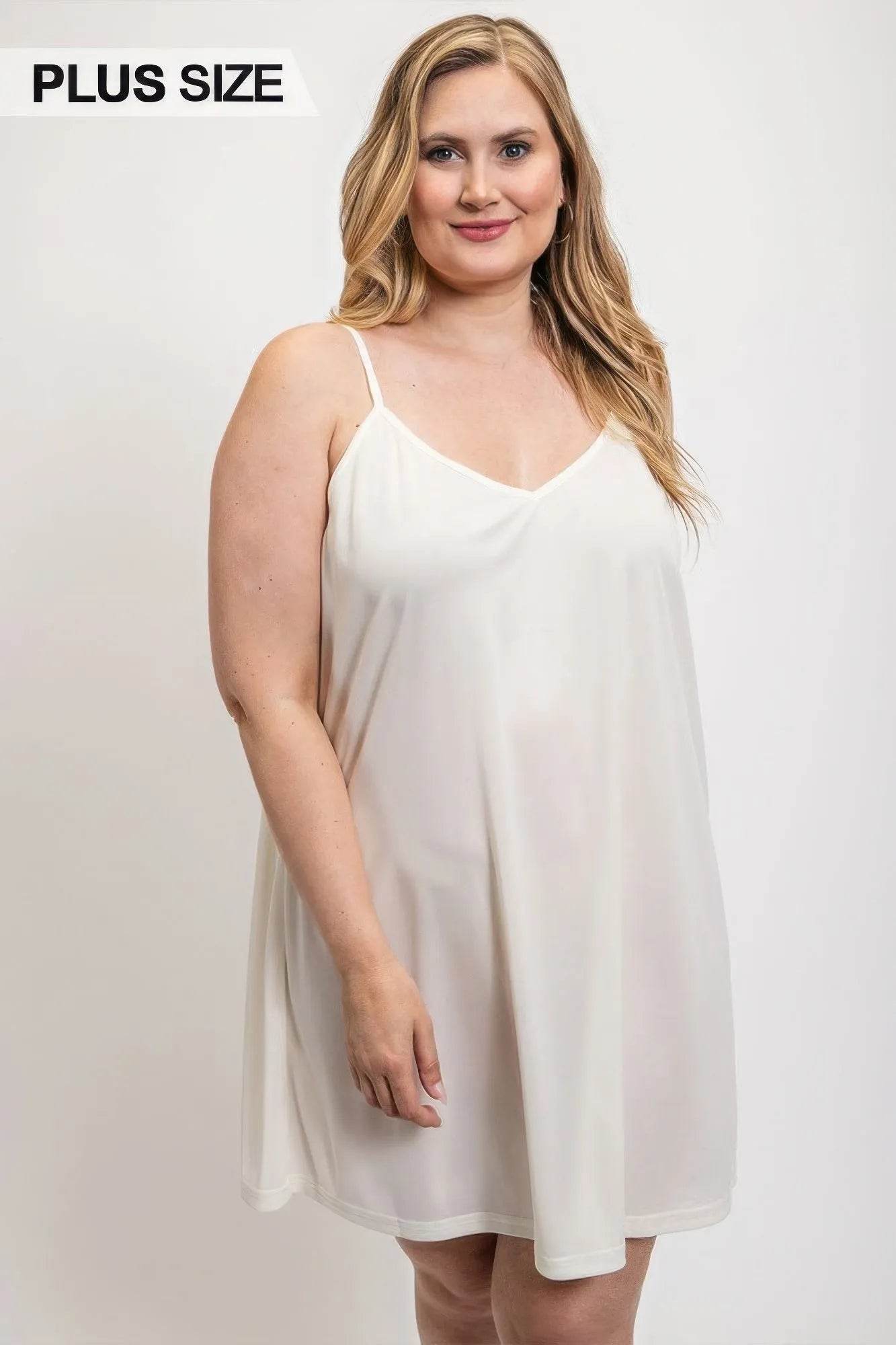 V-neck slip dress with adjustable straps - Bona Fide Fashion