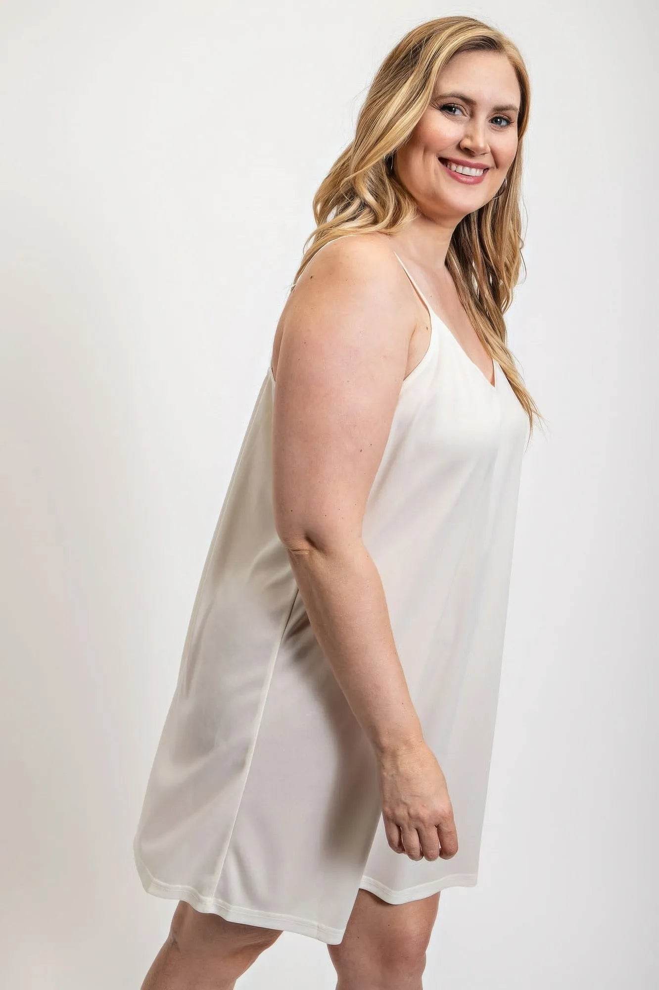 V-neck slip dress with adjustable straps - Bona Fide Fashion