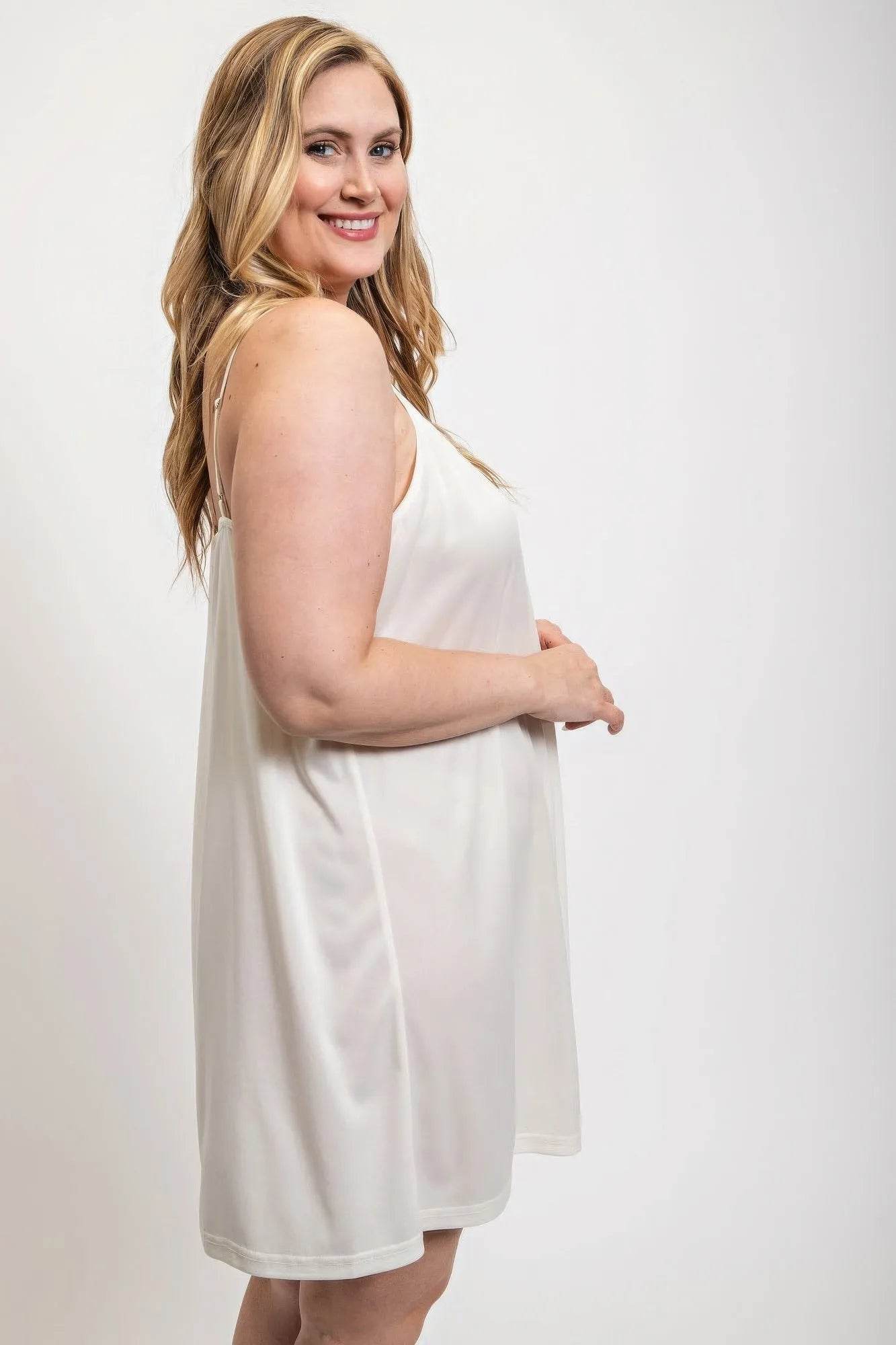 V-neck slip dress with adjustable straps - Bona Fide Fashion