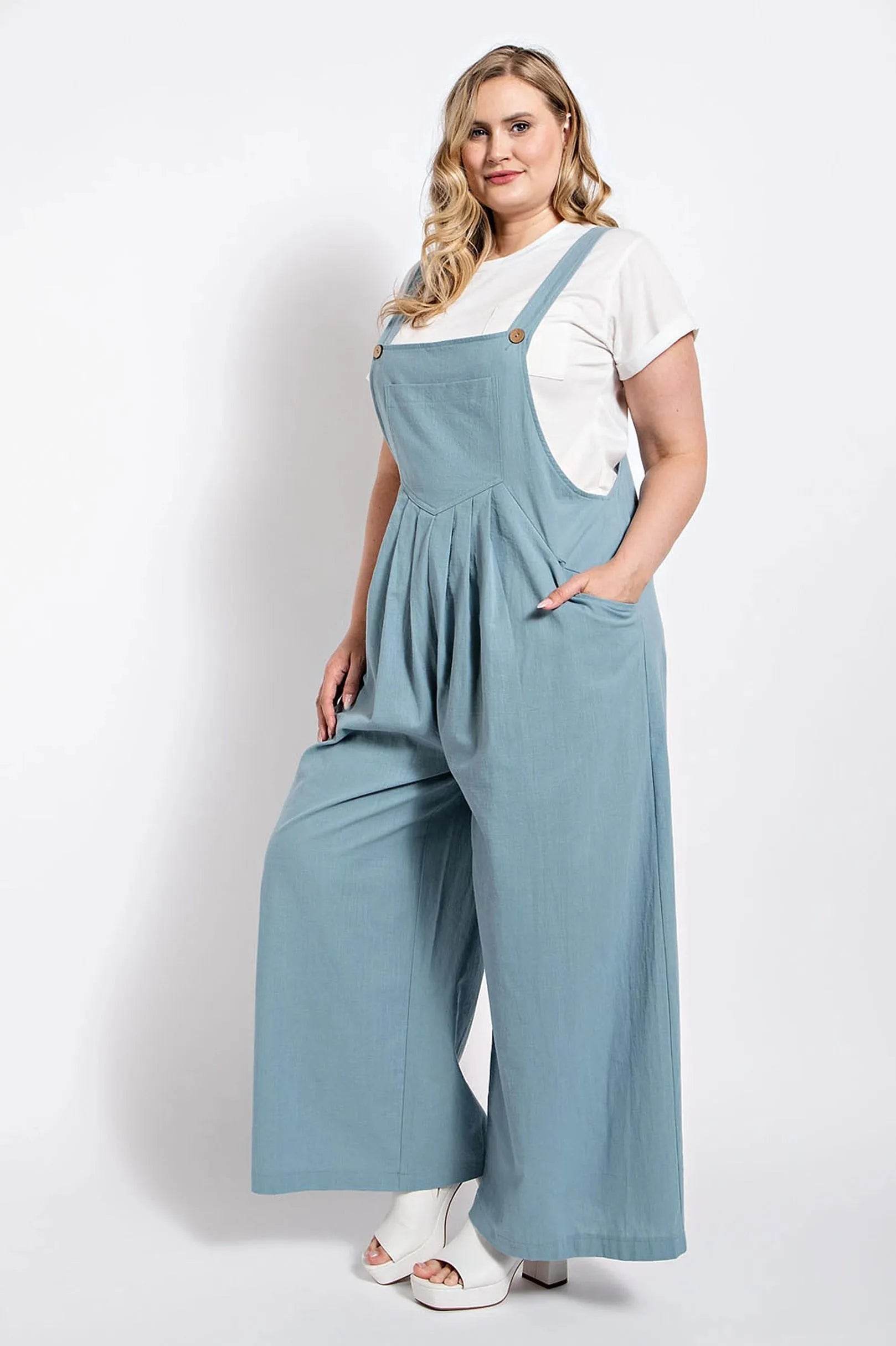 Pintuck detail overall with side pockets - Bona Fide Fashion